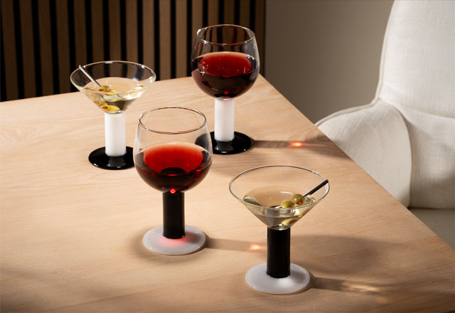 Bodum Chunky ワイングラス ブラック／ホワイト 2個セット