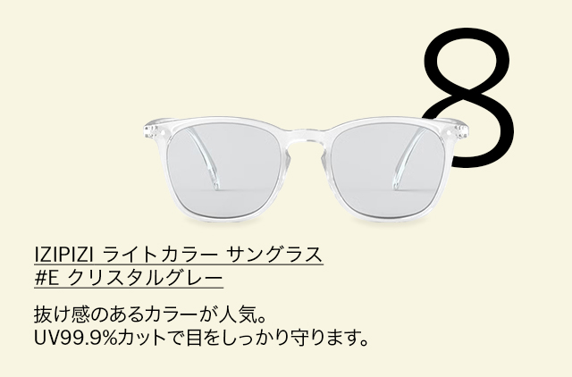 IZIPIZI ライトカラー サングラス ＃E クリスタルグレー