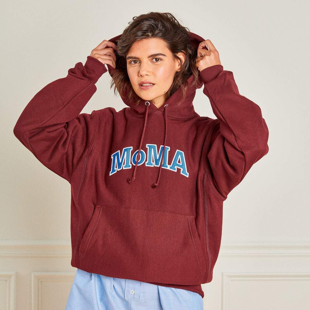 Champion フーディー MoMA Edition マルーン S(S マルーン)：ファッション