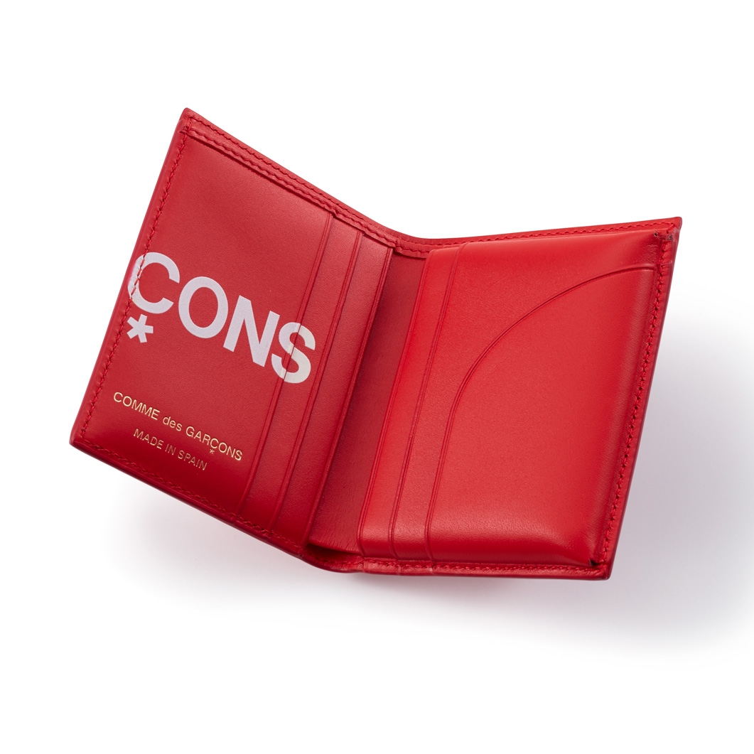 COMME des GARCONS Huge-Logo 二つ折りカードケース レッド