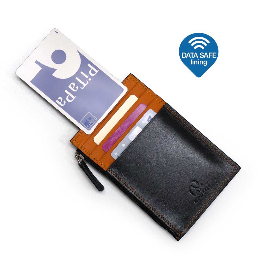 Mywalit RFID ジップ付きカードホルダー ブラウン／イエロー