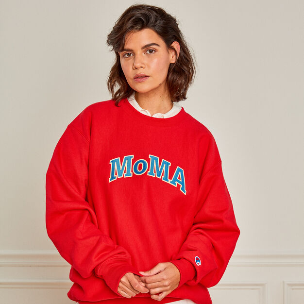 Champion クルーネックスウェットシャツ MoMA Edition スカーレット M ...