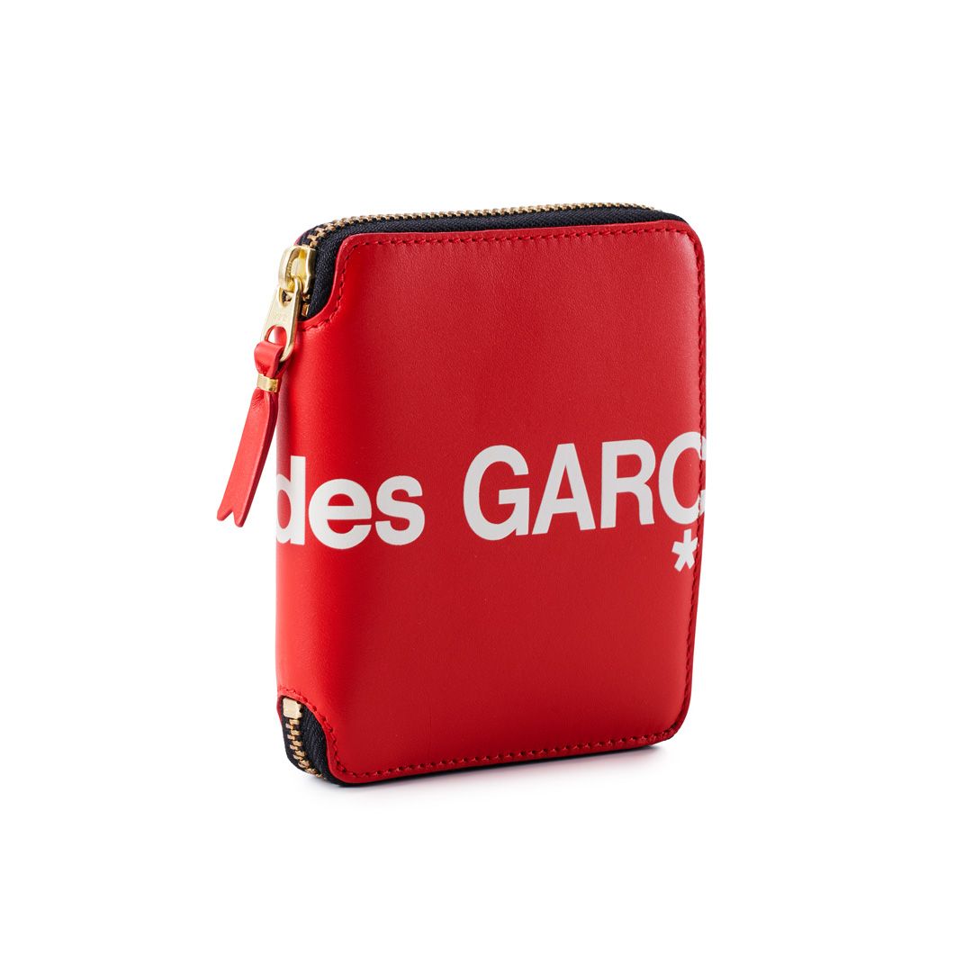 COMME des GARCONS Huge-Logo 二つ折り ZIPウォレット レッド(Huge 