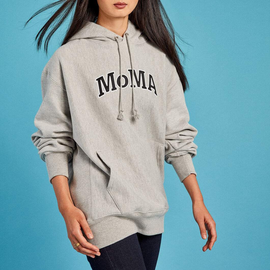 MoMA CHAMPION HOODIEグレー パーカー