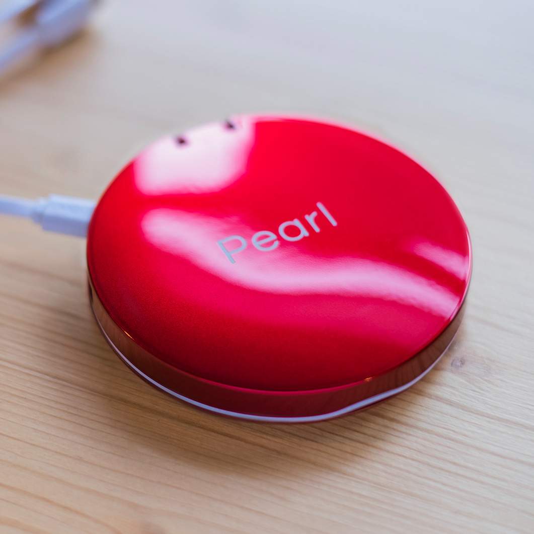 パールコンパクトミラー モバイルバッテリー レッド レッド ファッション