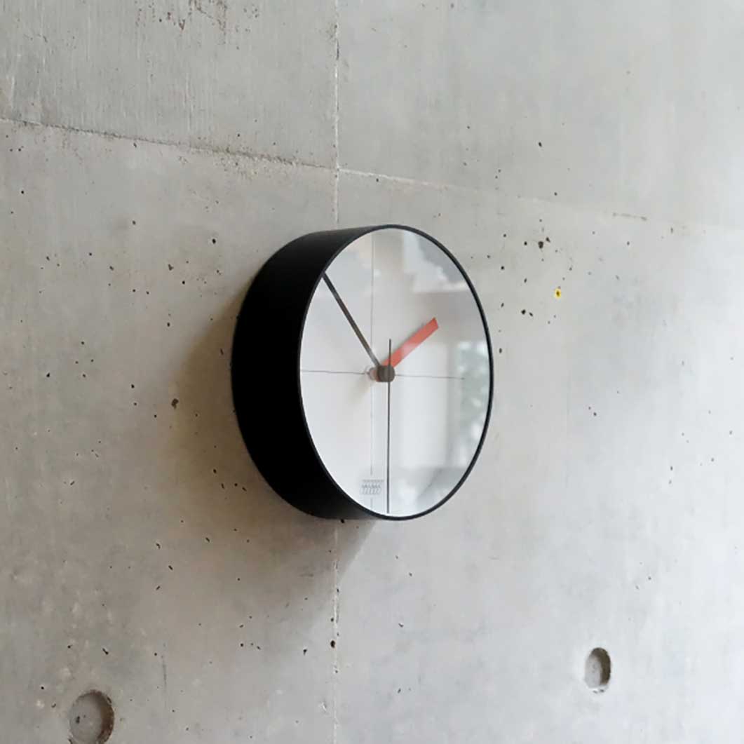 ウォールクロック 小倉俣 ブラック/ホワイトxライン(ブラック