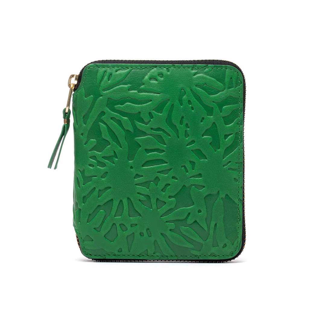 COMME des GARCONS 二つ折り ZIPウォレット Embossed Forest グリーン