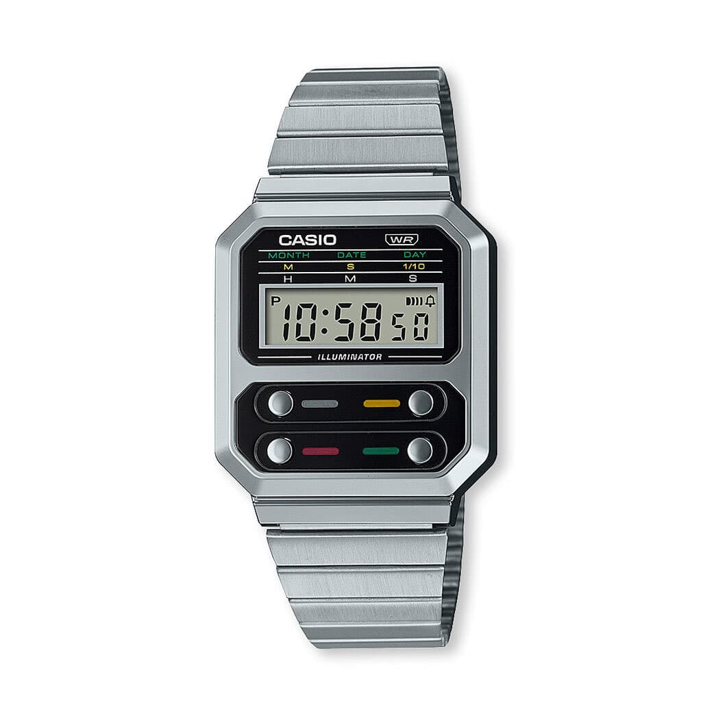 ＜MoMA＞ CASIO デジタル スイッチ ウォッチ シルバー